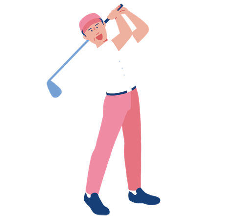 ゴルフをする男性のイラスト